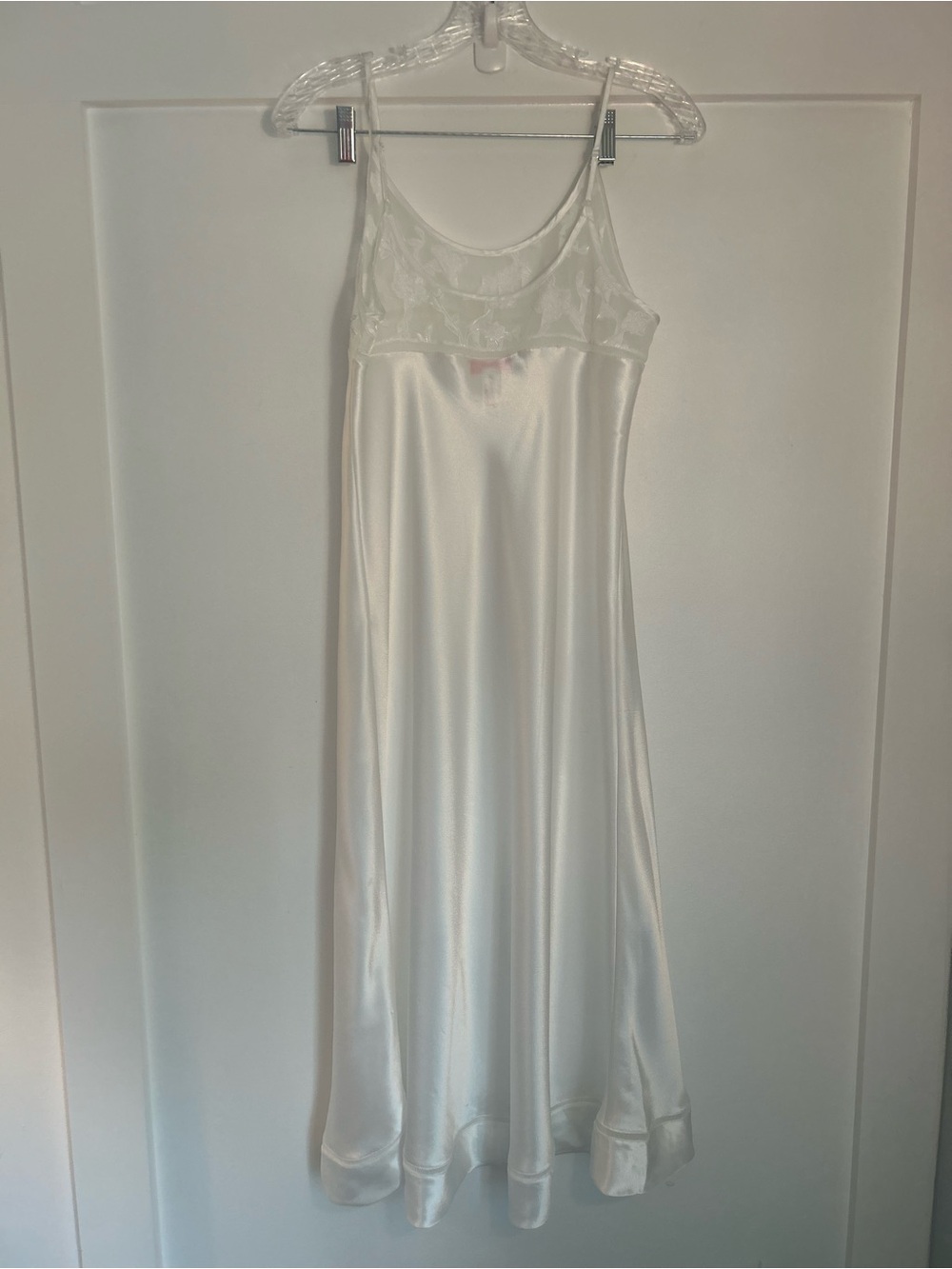 Oscar de la Renta Pink Label Long White Satiny Negligee Floral lace Top Size XS - Picture 7 of 16